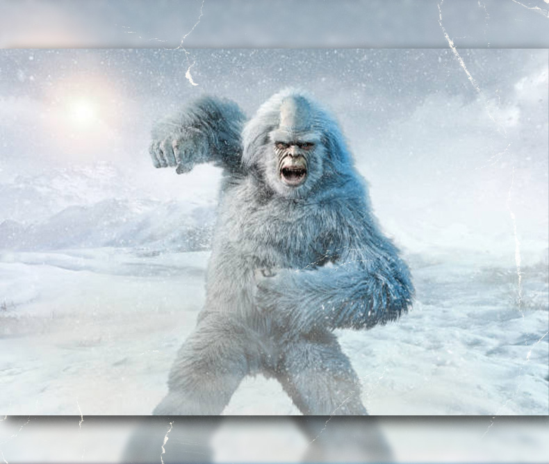 The Abominable Snowman monster in a winter environment