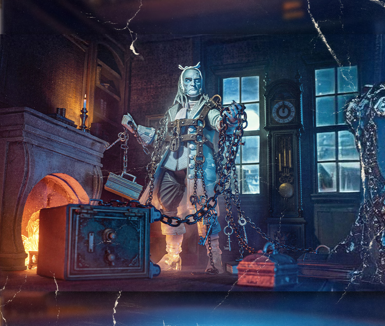 Christmas Ghost inside a home with chains - AI Generated