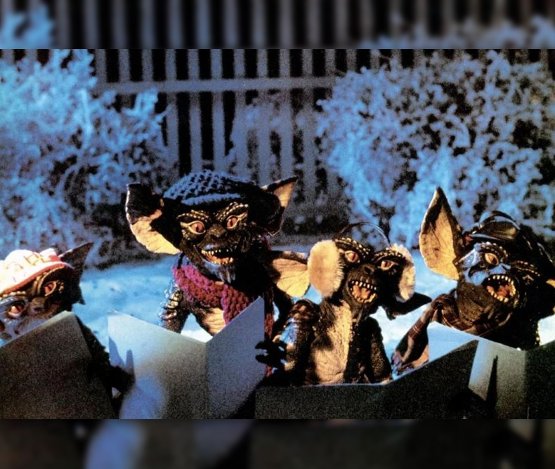 Gremlins singing a Christmas carol
