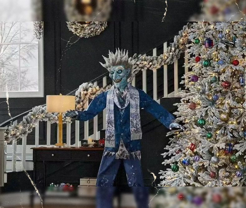 Jack Frost inside a home celebrating Christmas - AI Generated Imagery