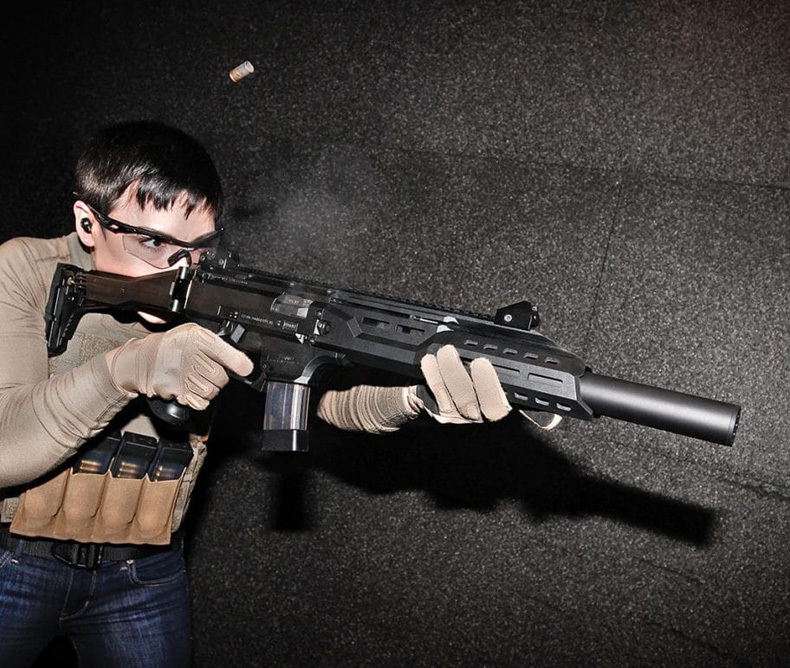 Man holding a CZ new Scorpion EVO 3 S1 Carbine Magpul Edition