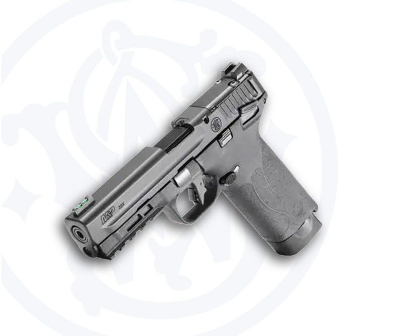 Side view of the new Smith & Wesson M&P22X .22 LR pistol on a white background, featuring an ergonomic polymer frame, suppressor-ready threaded barrel, and M&P-style slide serrations.