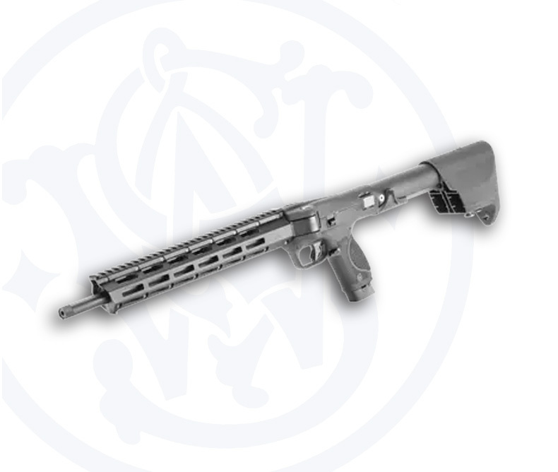 Side view of the Smith & Wesson M&P FPC 22LR folding pistol-caliber carbine on a white background, highlighting its compact folding design, M-LOK handguard, and ergonomic controls