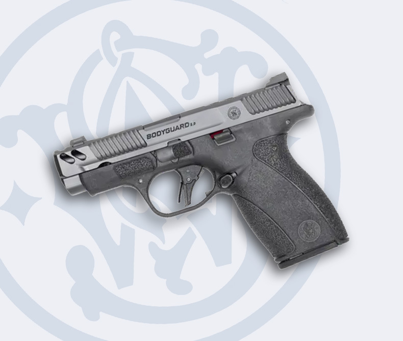 Smith & Wesson Bodyguard 2.0 Carry Comp revolver side view with compensator and compact frame on white background.