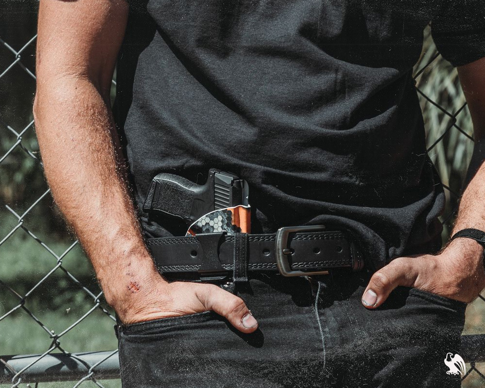 Man carrying his Glock 43 on his IWB holster. 
