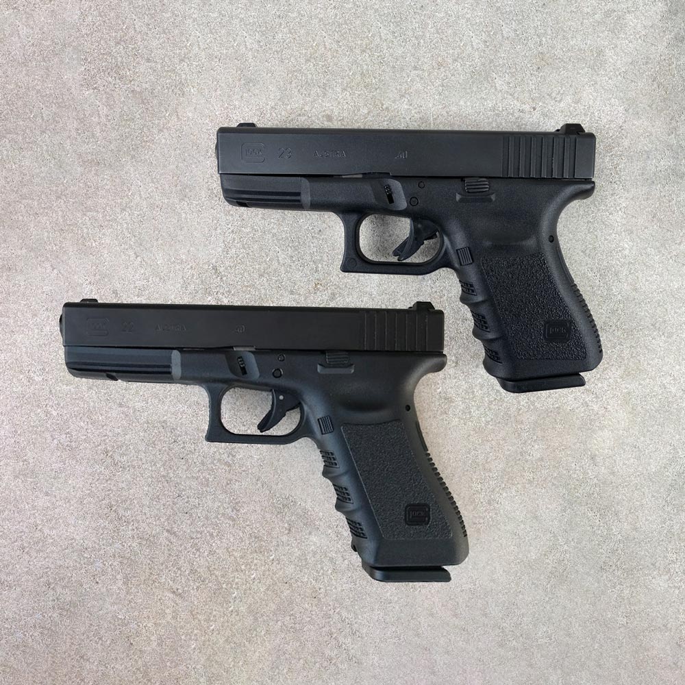 Glock 22 vs Glock 23 - Gun Model Photography Comparison