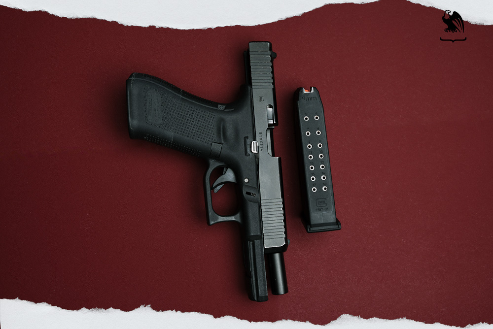 Glock 17 pistol and its magazine photography