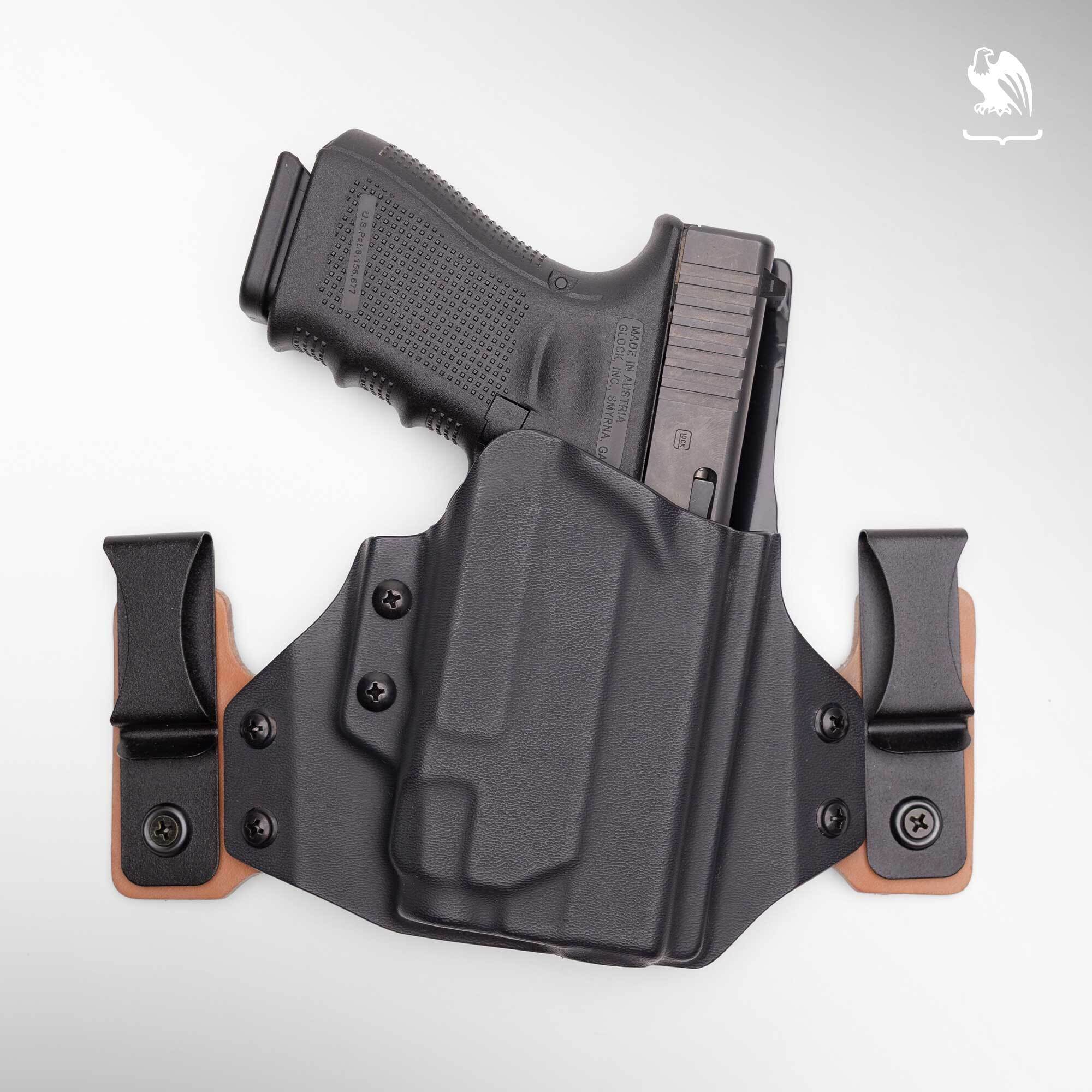 Vedder ProTuck concealed carry holster fitted for a Glock 22, featuring a molded Kydex shell and adjustable belt clips for a secure, best Glock 22 holster option.