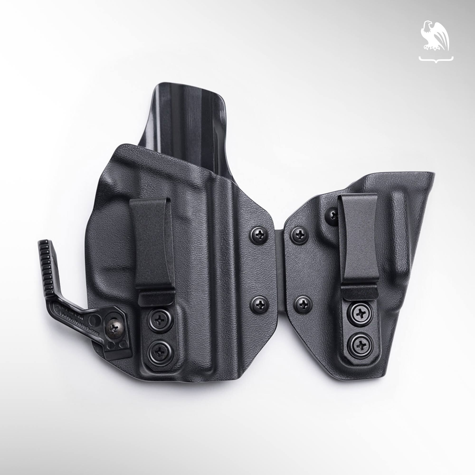Vedder SideTuck IWB Kydex holster with adjustable clips and claw attachment.