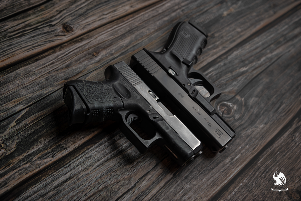 Glock 19 vs Glock 26 side by side photography