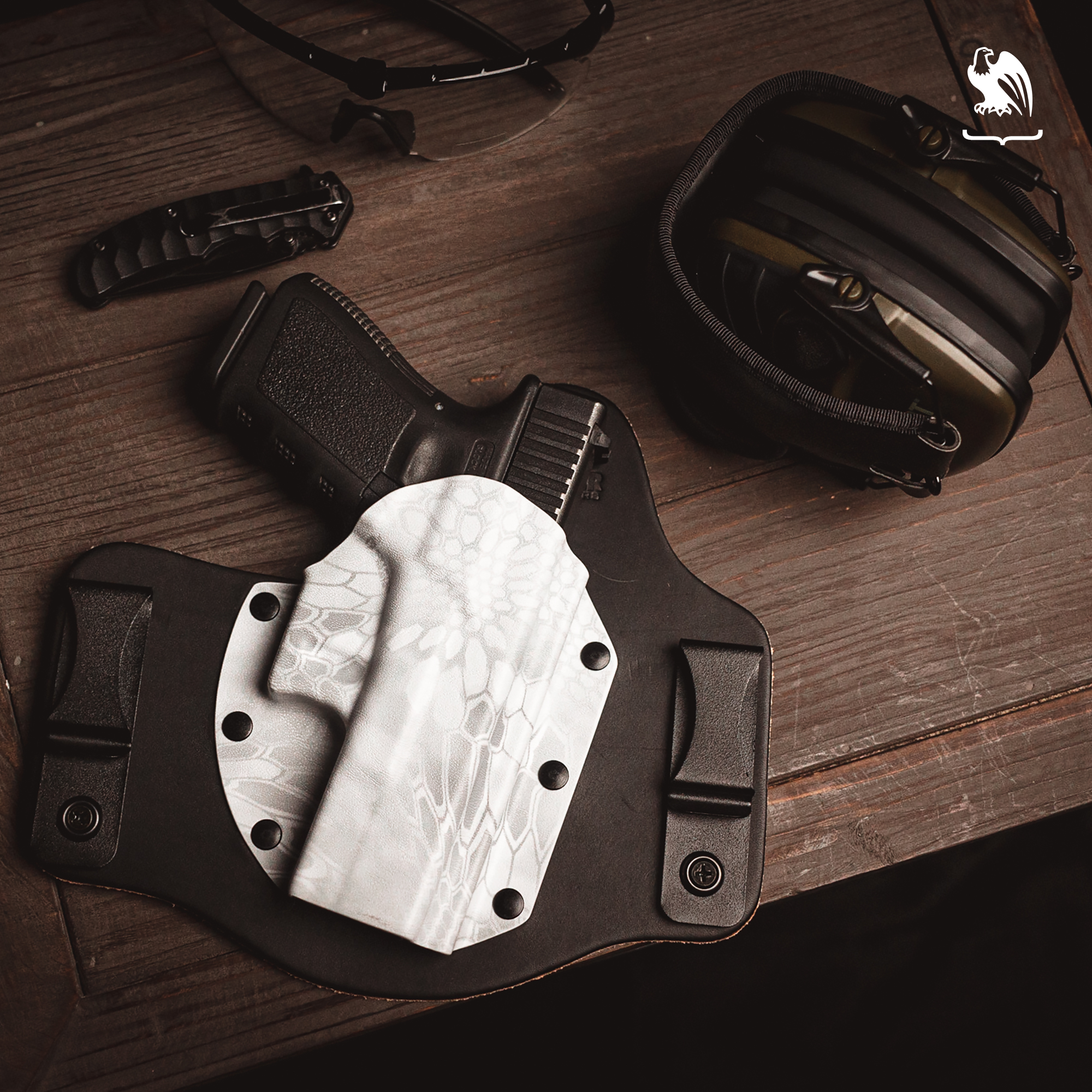 Items to bring - Vedder Holster, handgun, shooting ear protection, tactical knife and shooting protective glasses