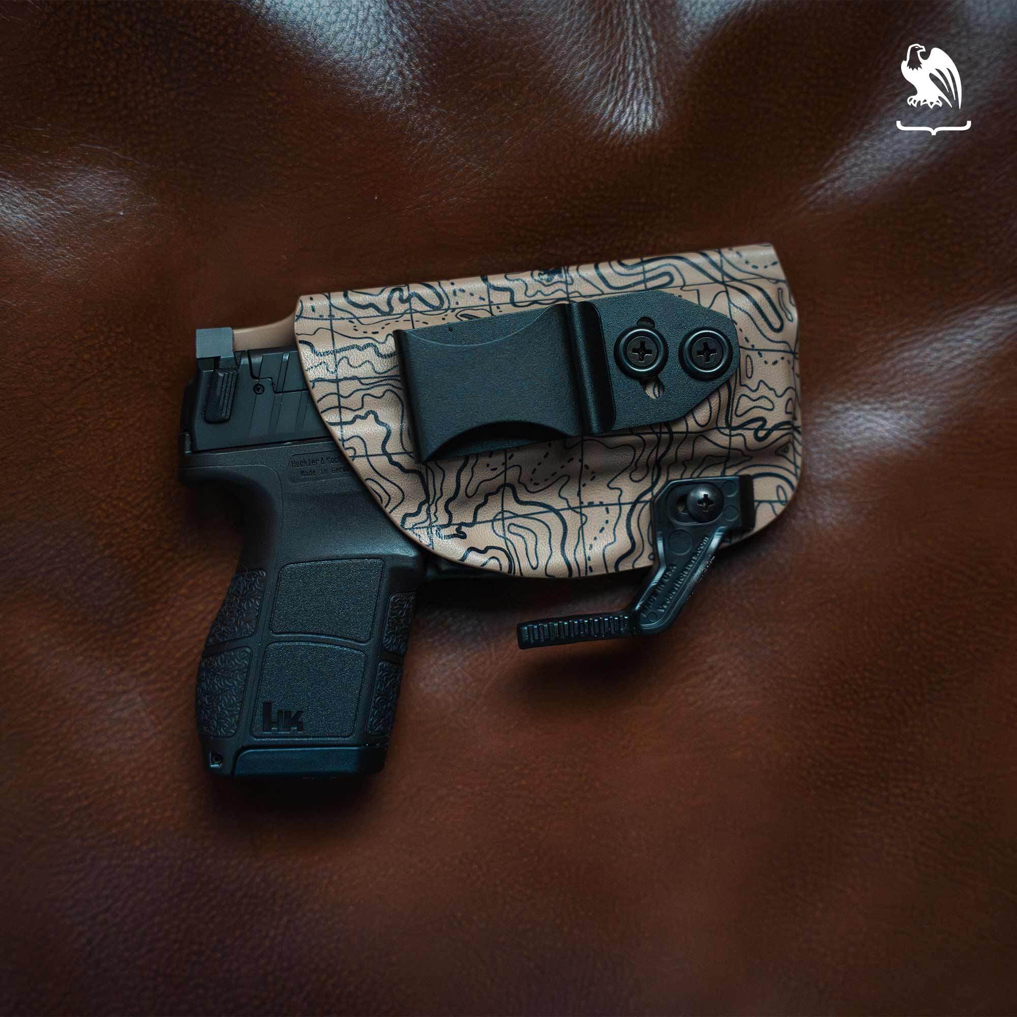 HK on leather HK pistol on a leather backdrop