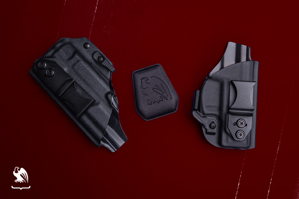 Our famous Vedder Holster Kydex LightTuck  and Holster Wedge product photography