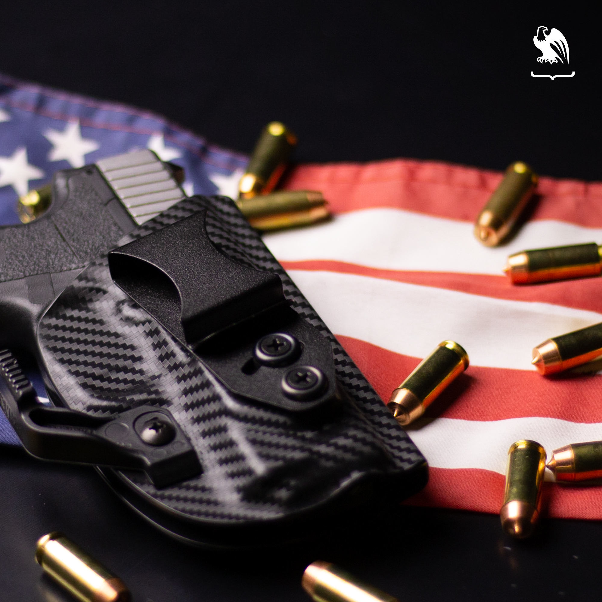 Bullets, holsters and an American flag - Generic Photography